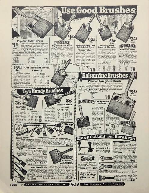 1927 Sears Roebuck Catalogue Paint Brushes Ad