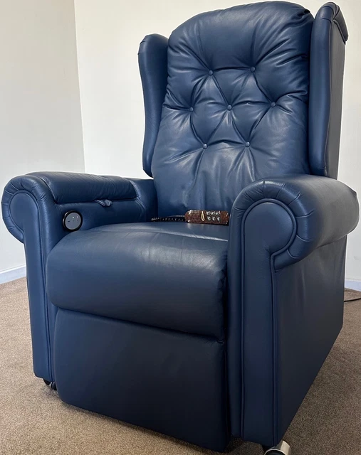 Willowbrook Electric Riser Recliner Dual Motor Chair Blue Leather ~ Can Deliver