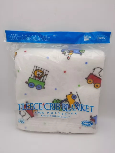 Vintage Owen Fleece Crib Blanket Circus Theme 40" x 45" NOS Sealed USA Poleseter