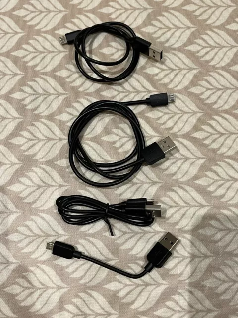 Bundle Of 4 Black USB To Micro-USB Cables