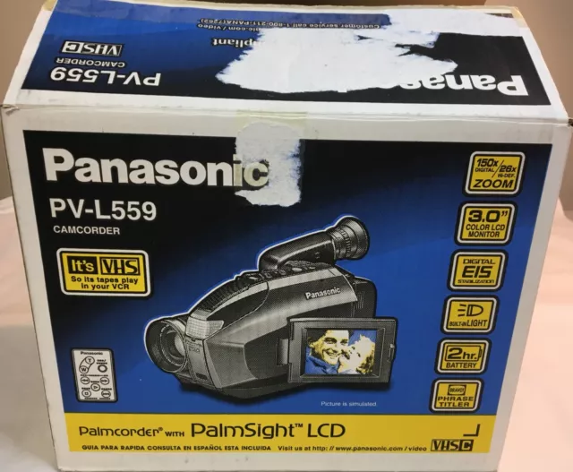 Panasonic Palmcorder Modelo PV-L559D con Adaptador de Corriente, Sin Cinta - Parcialmente Probado