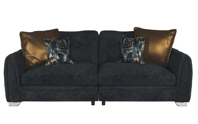 ScS Drake Fabric & Chrome Feet 4 Seater Split Standard Back Sofa RRP £1369