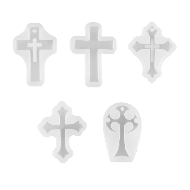 5PCS DIY Silicone Cross Resin Mold Jewelry Epoxy Making Casting Mould Tool