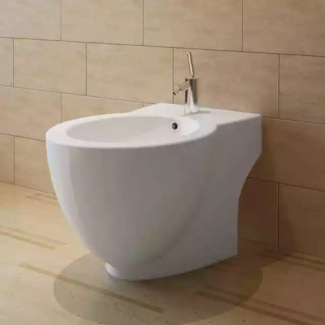 Standbidet Bodenstehend Keramik Weiß Design Stand Bidet für Badezimmer vidaXL