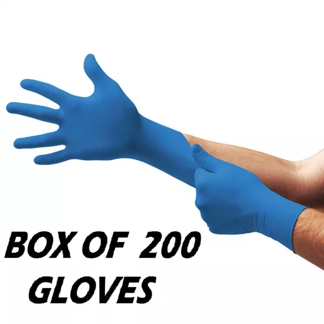 200 x LARGE Tough Blue Nitrile STRONG Tattoo Mechanic Disposable Gloves L