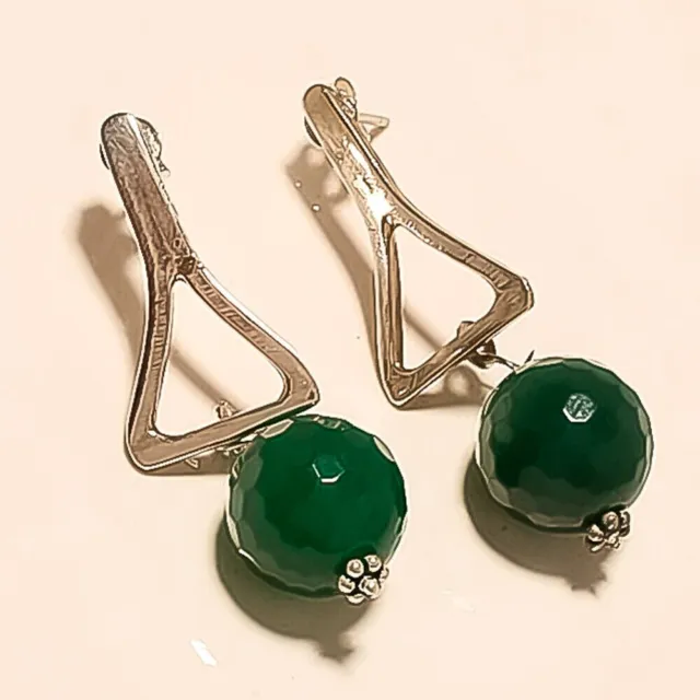 Natural Algeria Green onyx Earrings 925 Sterling Silver Christmas Jewelry Gift