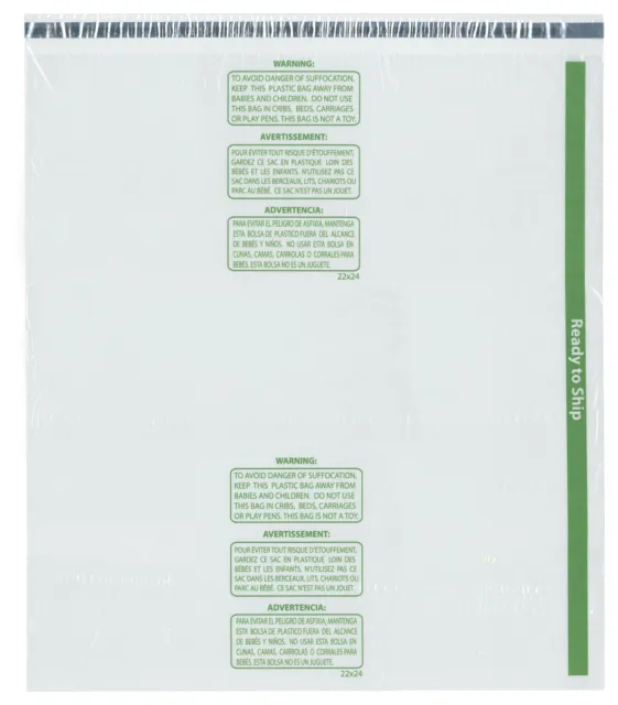 Plymor Ready to Ship 1.5 Mil Wicketed Poly Bags, 22" x 24" (Pack of 100)