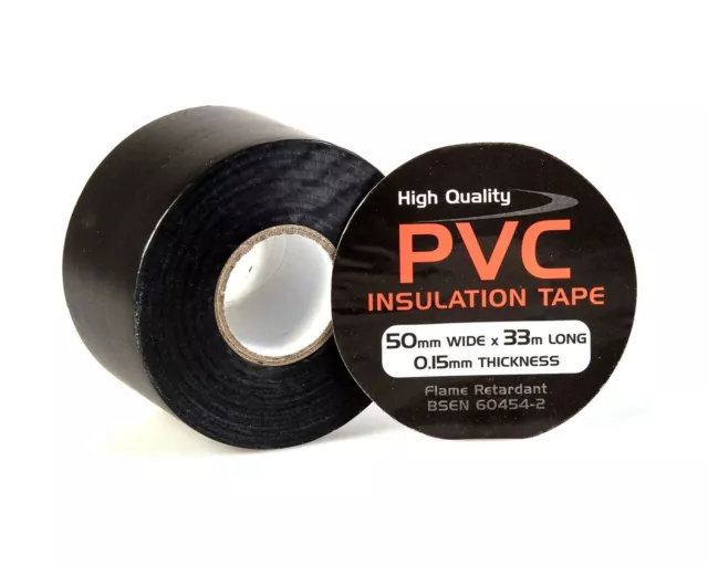 50mm Jumbo Black PVC Insulating Tape Electrical Insulation Flame Retardant 2"