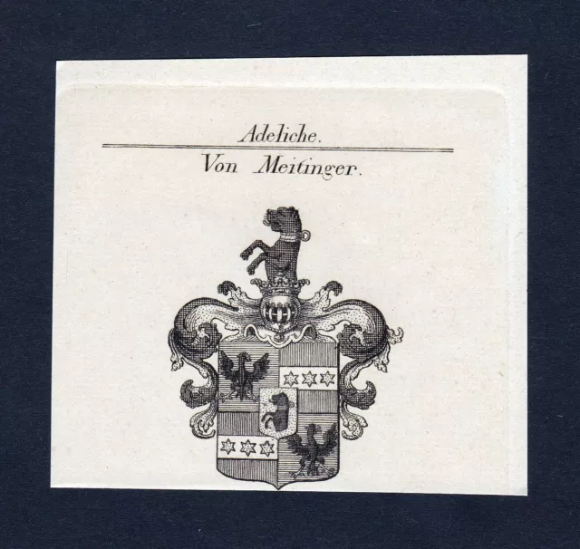 1820 Meitinger Stemma Nobile! Coat Of Arms Heraldry Araldica Incisione Engraving