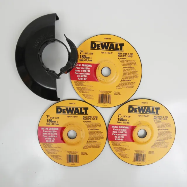 DeWalt DW4719 Metal Grinding Wheel Type 27 Lot of 3 & Unbranded Guard