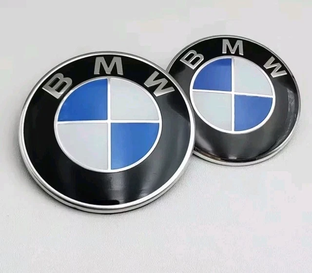 2x BMW Bonnet Badge Emblem – 82mm & 74mm – Replacement For E36 E46 E90 E60 E83 E92