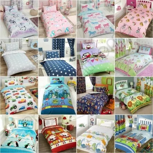 Junior Niños Juego Funda Edredón - Ropa de Cama Niña Unicornio Espacio Animales