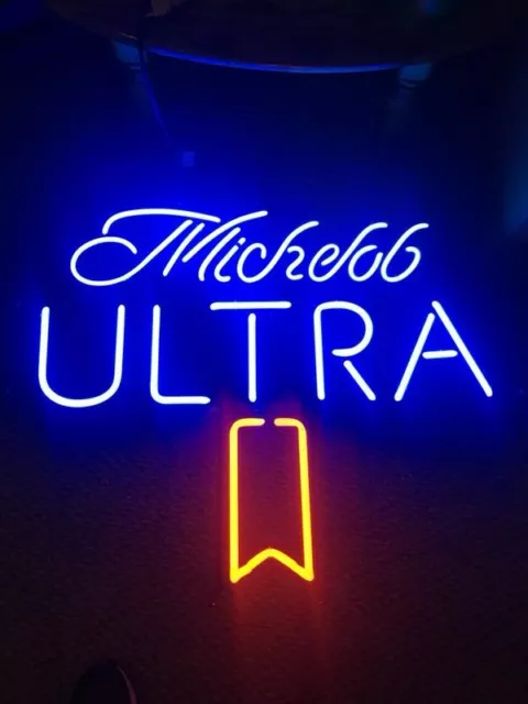 New Michelob Ultra Ribbon Neon Light Sign Beer Bar Wall Hanging Artwork 17"x17"