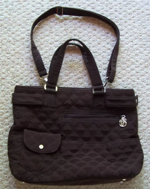 Vera Bradley Brown Quilted Tote Bag Crossbody 13"×11"×3" Detachable Strap