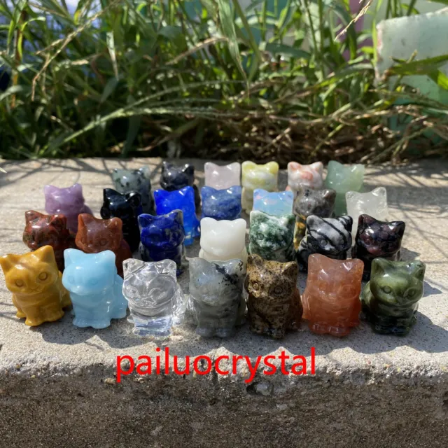 10pcs Wholesale Natural Mixed Cat Quartz Crystal Skull Reiki Healing Gem 1.2"