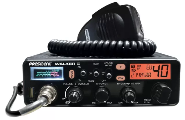 Emisora President Walker Ii Asc Classic Tranceptor De 27 Mhz-Cb Con Am/Fm