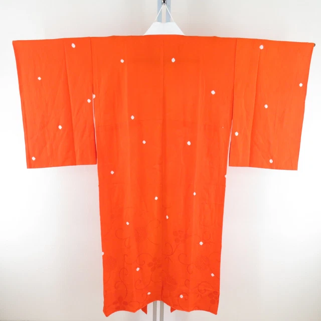 Juban Kimono inner wear Silk Shibori tie-dye Shochikubai pattern Orange 50.4inch