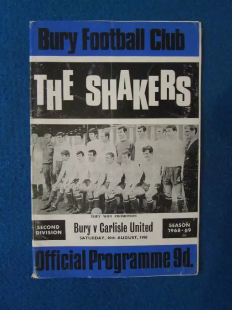 Bury v Carlisle United 10/8/68 Programme