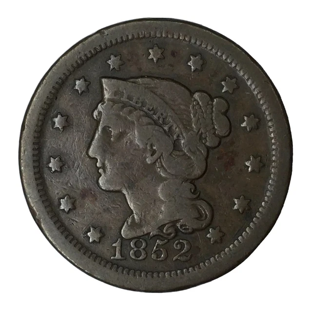 1852 1C Braided Hair Large Cent F Uncertified #