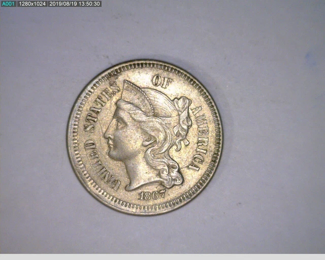 1867 3c Three Cent Nickel (1-312 4m2)