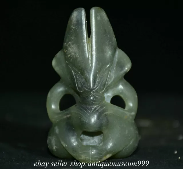 2.4" Old Chinese Hongshan Culture Jade Carving Animal Birds flyer Pendant Statue