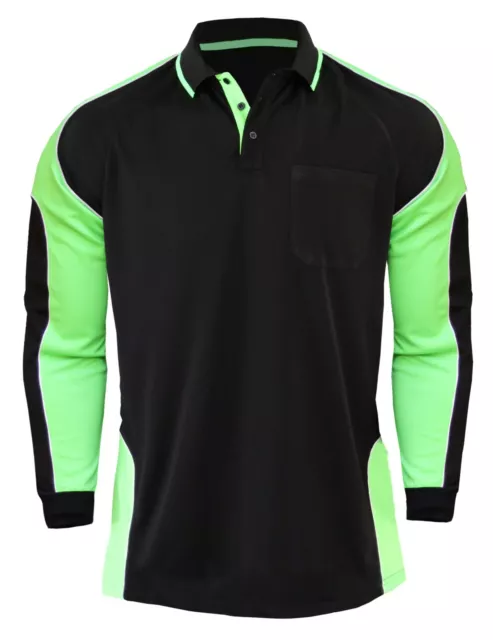 3 Pack Active Polo Shirts Long Sleeve Chest Pocket Contrast Trendy Collared top 3