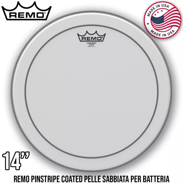 Remo Pinstripe Coated 14'' Pelle Sabbiata per Batteria PS-0114-00 | Made in USA