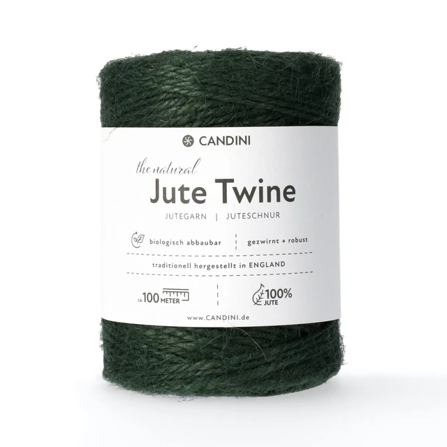 Jutegarn - grün wald, 100m, 2-3mm Jute-Schnur Kordel Paketschnur Bastelschnur