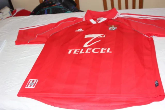 Camiseta Oficial Benfica De Año 1998 Marca Adidas Talla Xl Publicidad Telecel