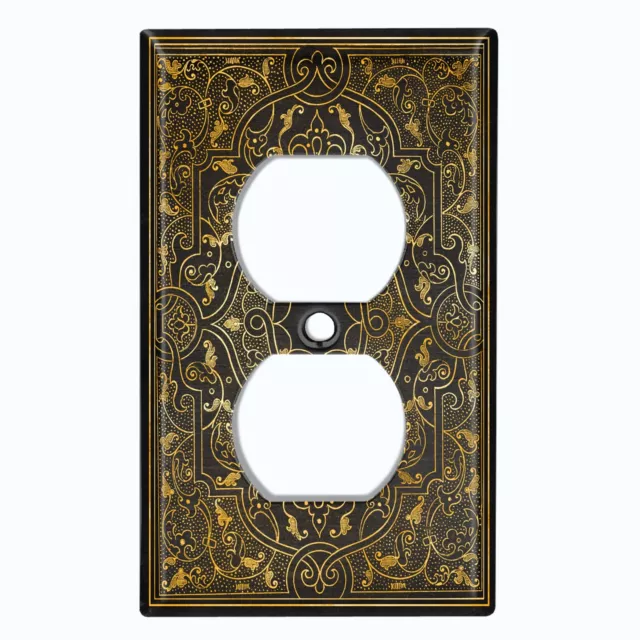 Metal Light Switch Cover Wall Plate Elegant French Victorian Frame Black FRA006 2