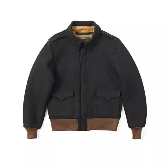 A.C.E. Herren A-2 Flight Jacke Air Force Pilot Bomberjacke Winter Wool Mäntel