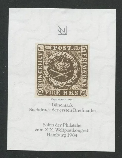 DENMARK No. 1 OFFICIAL REPRINT UPU CONGRESS 1984 MEMBERS ONLY !! RARE !!