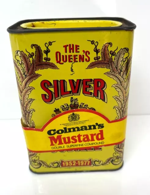 Vintage Colman’s Mustard Tin Queen Elizabeth II Silver Jubilee 1977