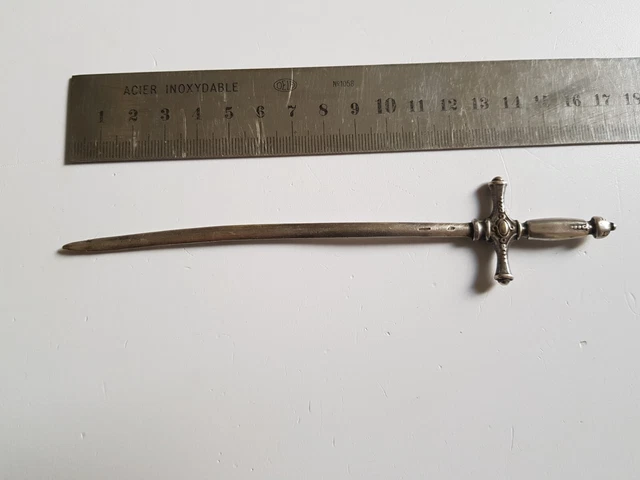 OUVRE LETTRE COUPE PAPIER METAL ARGENTE SOUVENIR MT ST MICHEL FLEUR DE