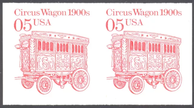 2452c 05c Circus Wagon Imperforate Pair Error MNH CV $350