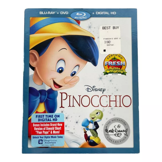 Disney Pinocchio Blu-Ray + DVD + Digital HD + Slipcover Walt Disney Collection