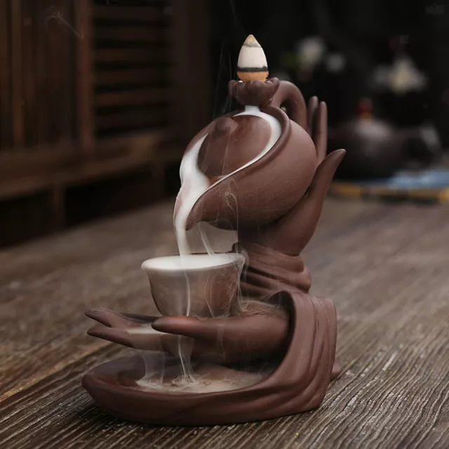 Incense Cone Burner Holder Figurine Waterfall Backflow Home Teahouse Decor