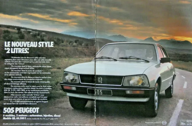 Publicité De Presse 1979 La 505 Peugeot Le Nouveau Style 2 Litres
