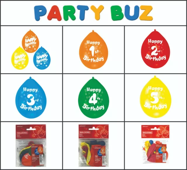 Pack of 10 (Airfill) 9" Hanging BALLOONS All Ages 1-10 Party Decorations