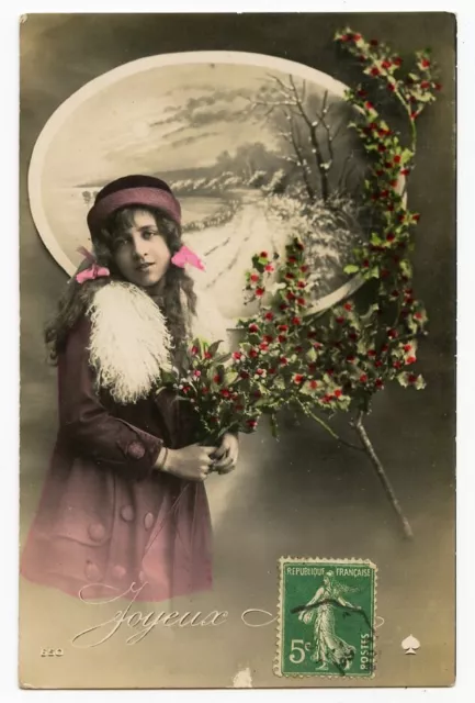c 1910 Child Children Kids Young Winter FASHION GIRL photo postcard