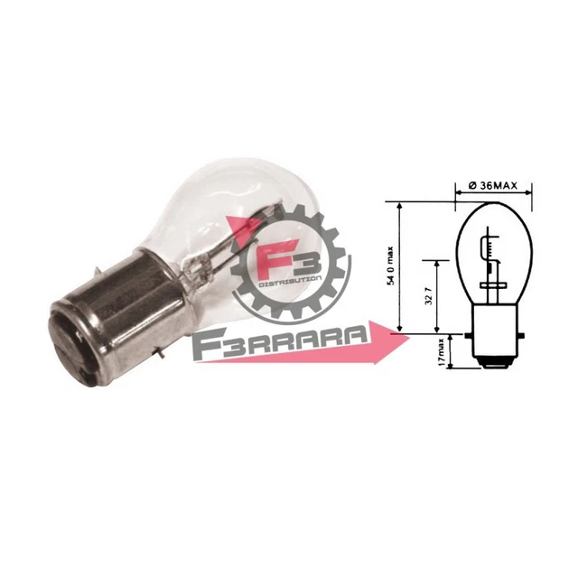 200520 Lampe 6V 25/25W Deux Filaments BA20D