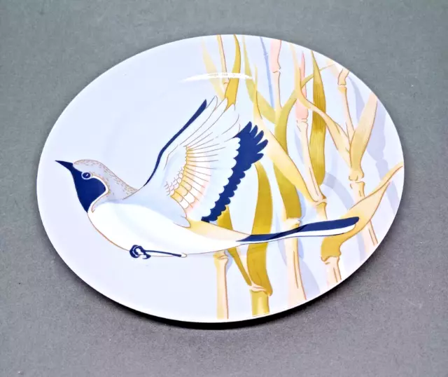 Vintage Fitz and Floyd Plate Autumn Bird Bamboo Background 7-1/2" Salad  Dessert