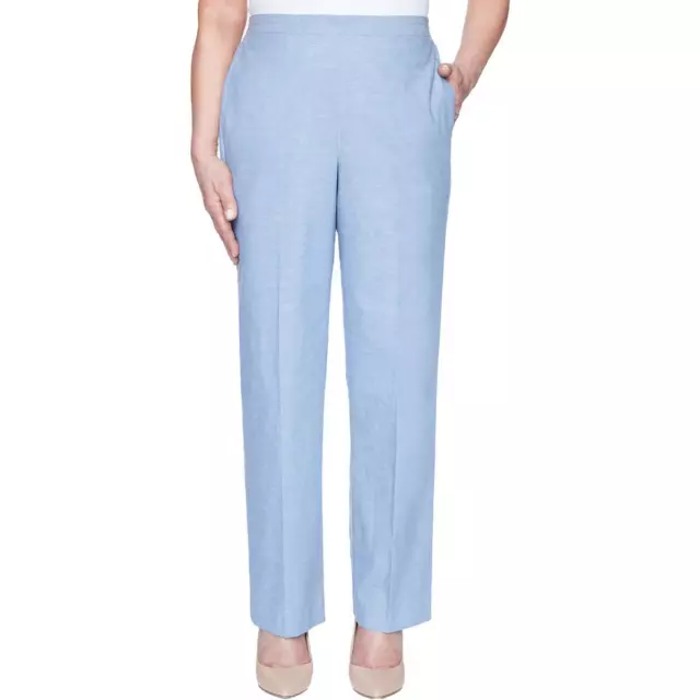 ALFRED DUNNER WOMENS Blue Straight Leg Pants Trousers Plus 18W Short ...