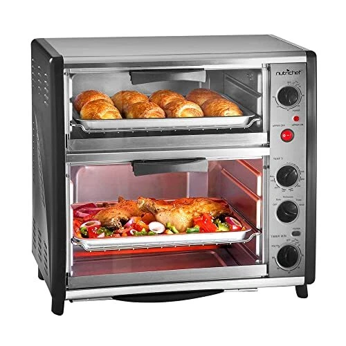 Multi-Functional Dual Oven Cooker, Toaster, Broiler Roast And Rotisserie