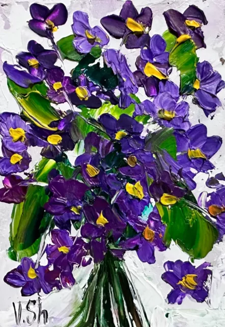 ACEO Flower Original Oil Painting Art Card Wildflowers Ukraine 100% Hand Painted