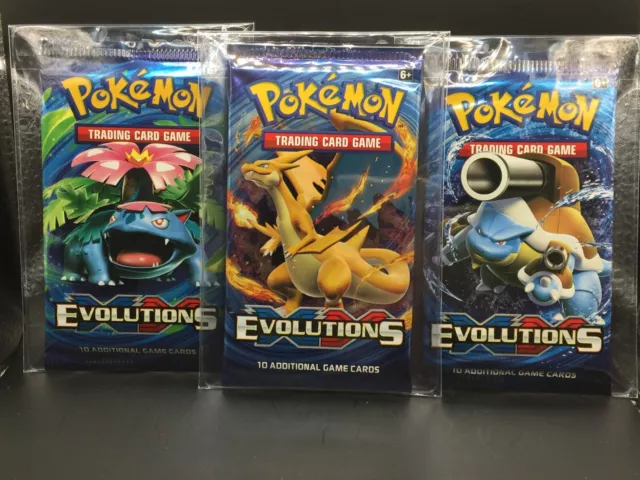 Pokemon XY Evolutions Booster Pack Trio ART SET Charizard - 3 Packs SEALED