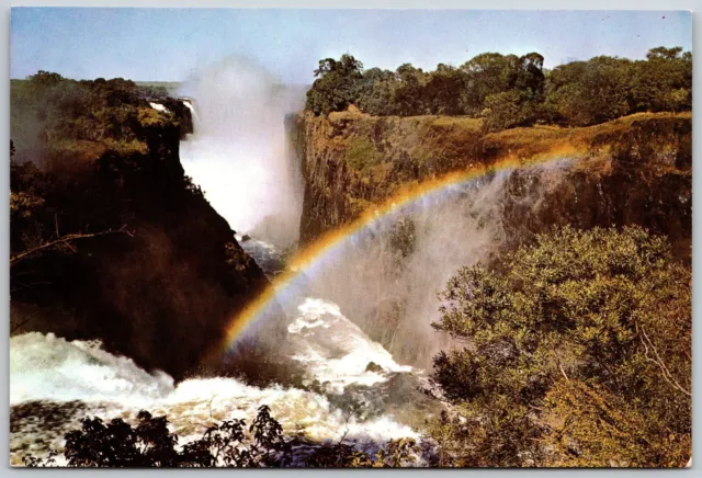 Postcard Africa Zimbabwe Victoria Falls Main Gorge from Devils Cataract Rainbow