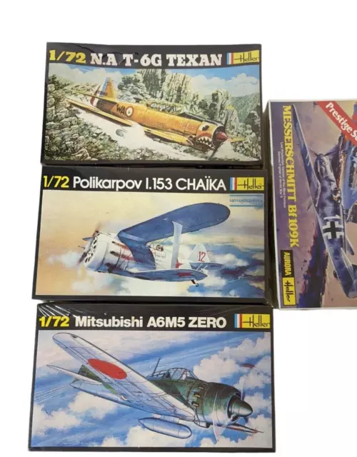 VTG Heller 1:72 Model Airplane Kits Lot of 4 Messerschmitt A6M5 Texan Chaika NIB