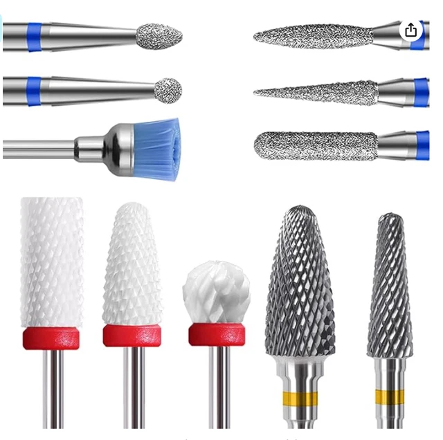 Punte Fresa Unghie，Homeet 11 pezzi Punta da Trapano per Unghie Manicure Kit di T