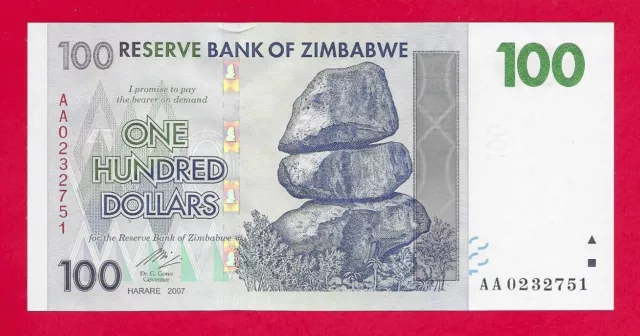 Zimbabwe 2007 $100 pick #69 Uncirculated